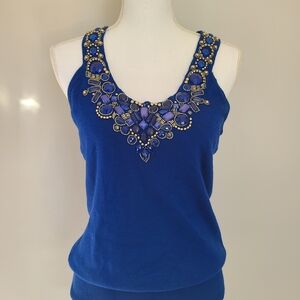 Cache Royal Blue Embellished Tank Top